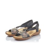 Rieker 608B9-00 Black Embroidered - Image 2